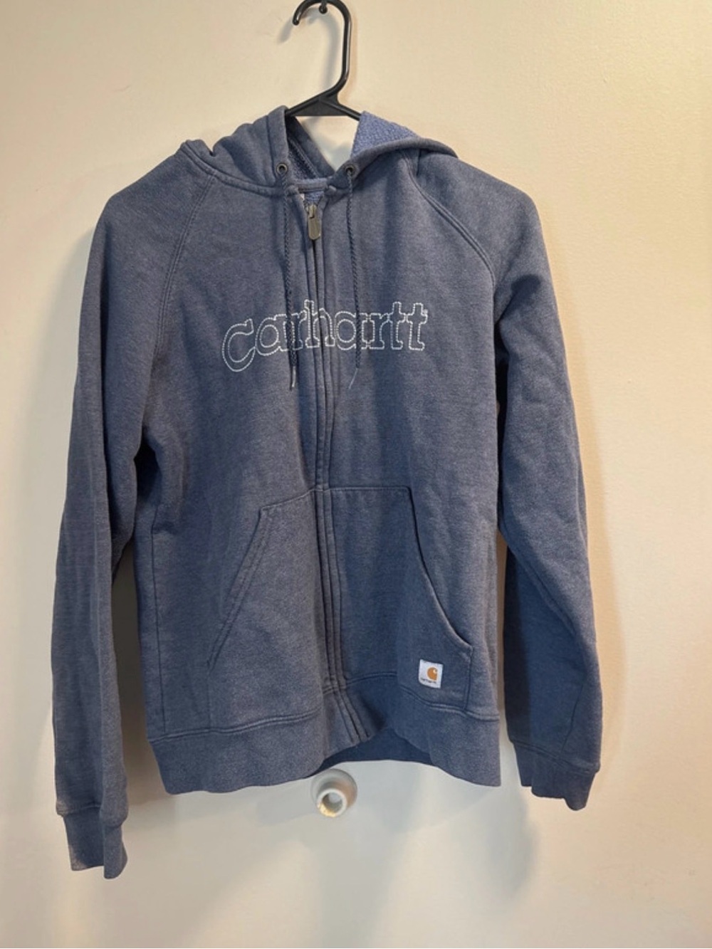 Vintage Carhartt Blue Zip-Up Hooded Jacket